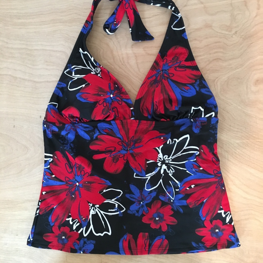 Catalina Floral Tankini Halter Swim Top S Small